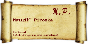 Matyé Piroska névjegykártya